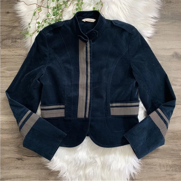 Sundance Velveteen Furlough Jacket Velvet Military Blazer Blue Womens 6 RARE - Picture 2 of 12
